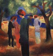 auguste macke kvinna i gron jacka oil painting artist